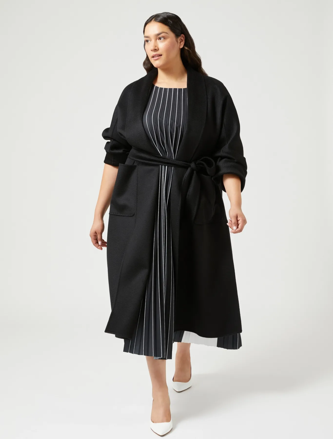 Marina Rinaldi Manteau double en cachemire NOIR Outlet