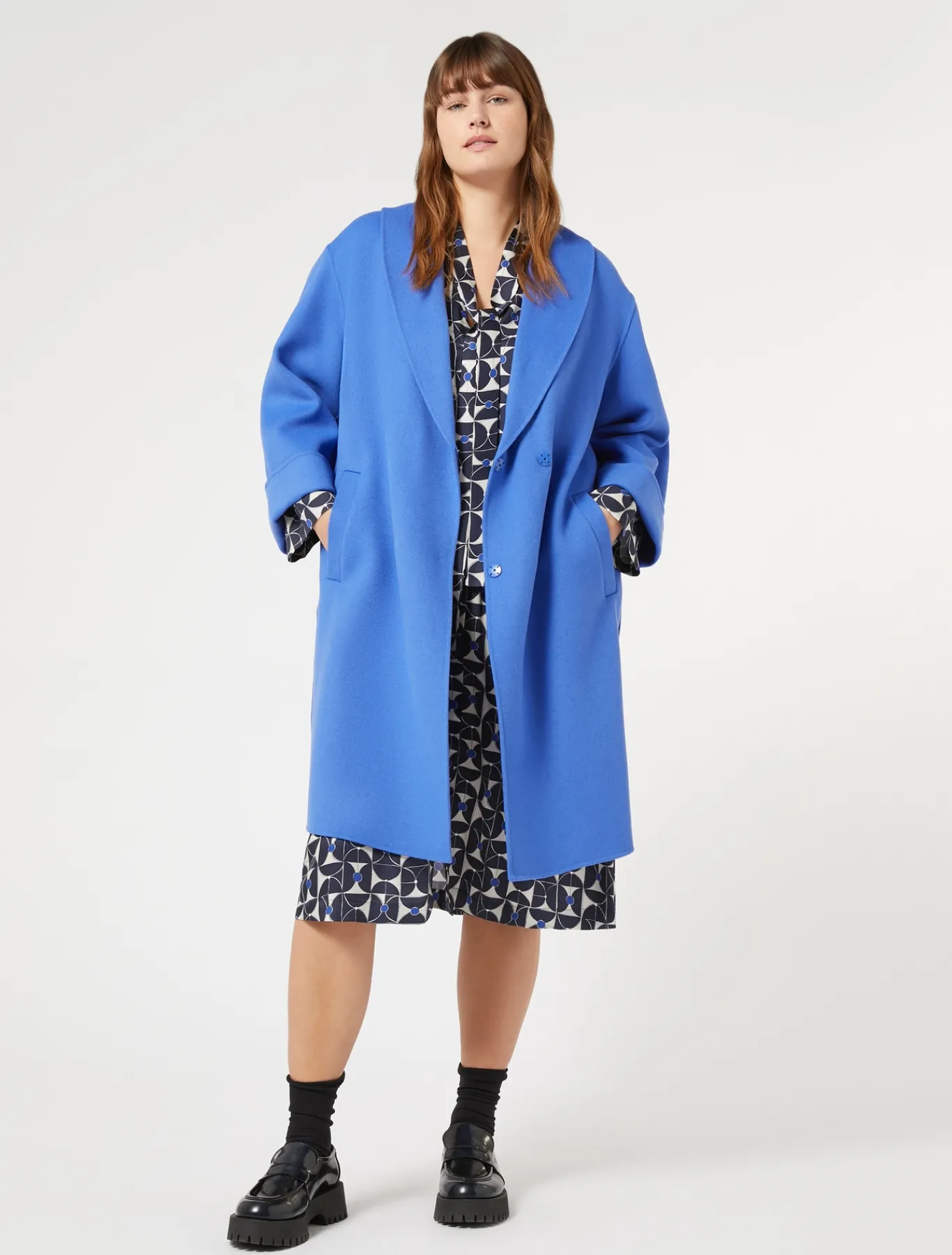 Marina Rinaldi Manteau double en laine et cachemire BLEUDECHINE Online