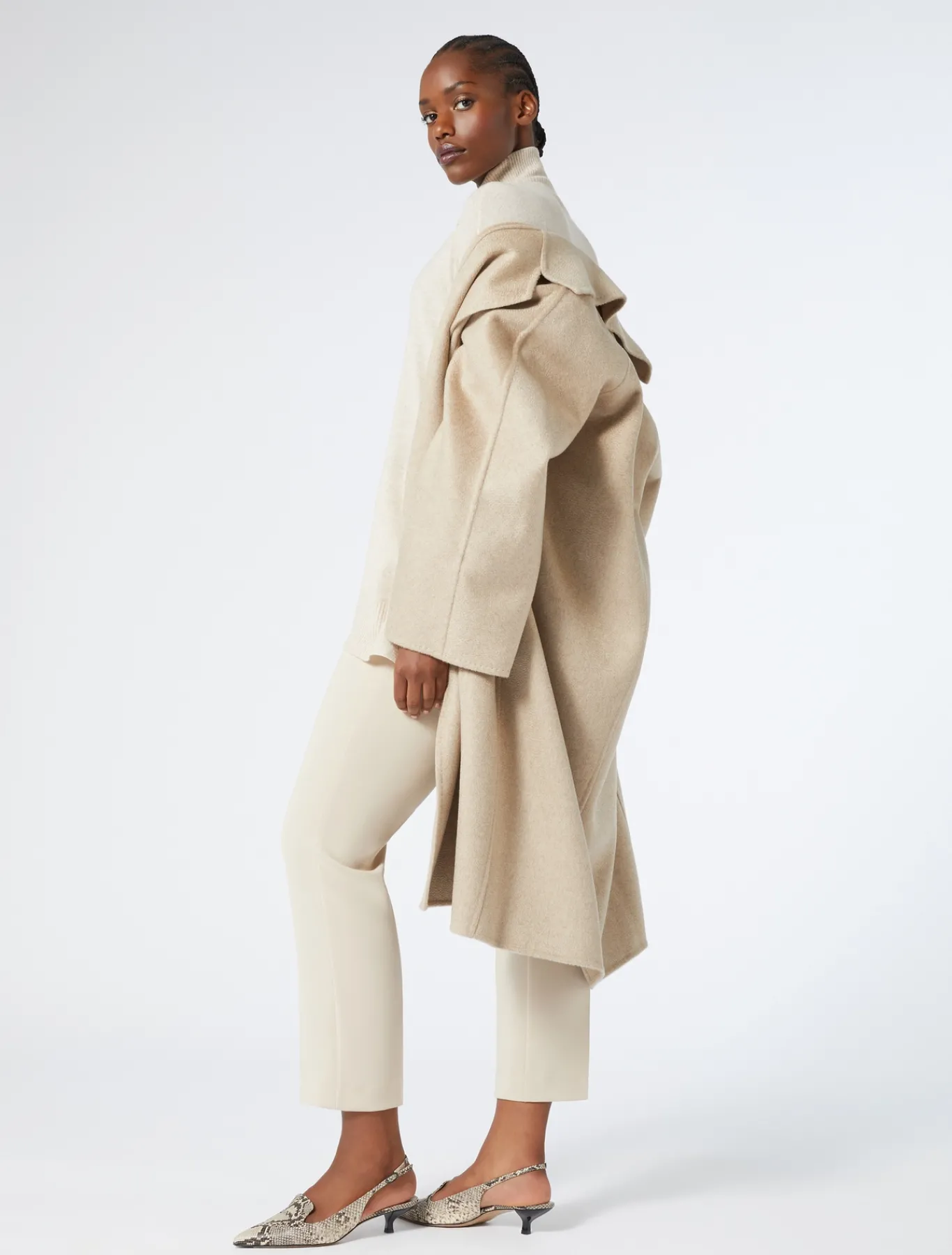Marina Rinaldi Manteau double en pur cachemire NOISETTE New