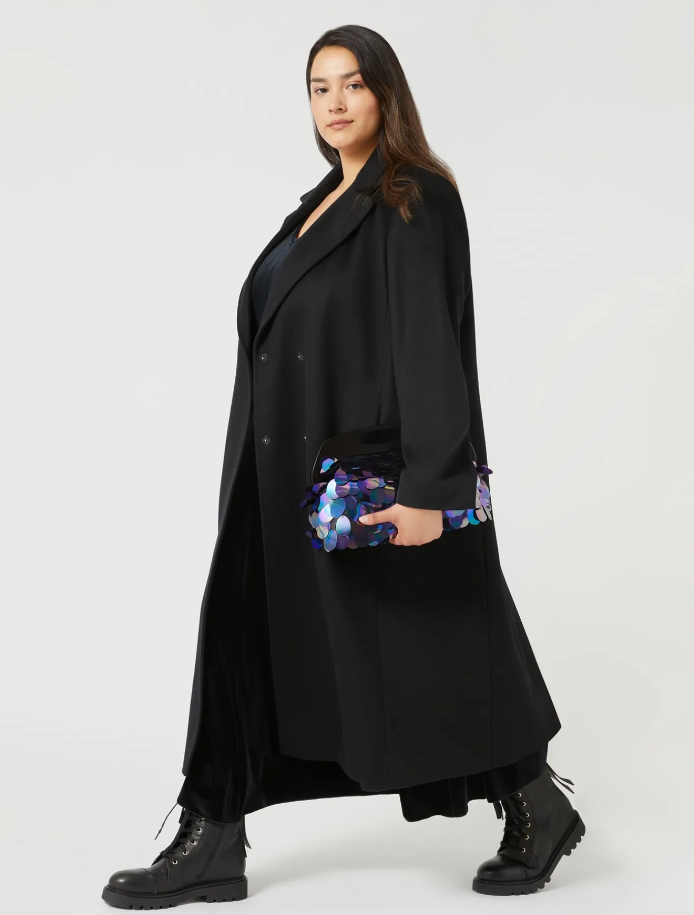 Marina Rinaldi Manteau en drap de laine NOIR Fashion