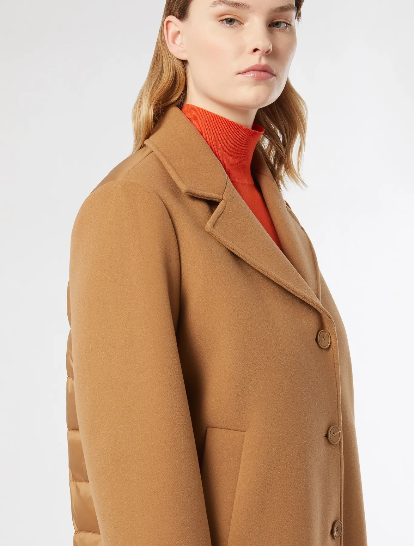 Marina Rinaldi Manteau en jersey et toile de nylon déperlant NOISETTE Sale