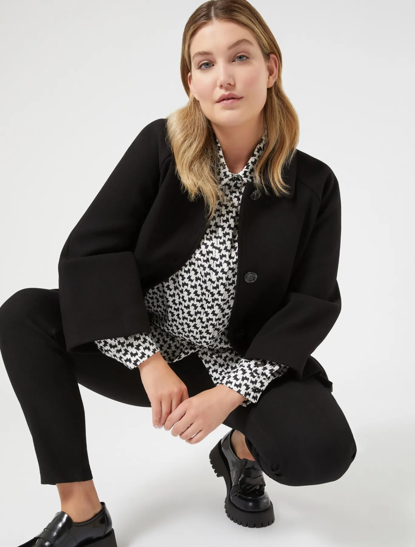 Marina Rinaldi Manteau en jersey stretch NOIR Fashion