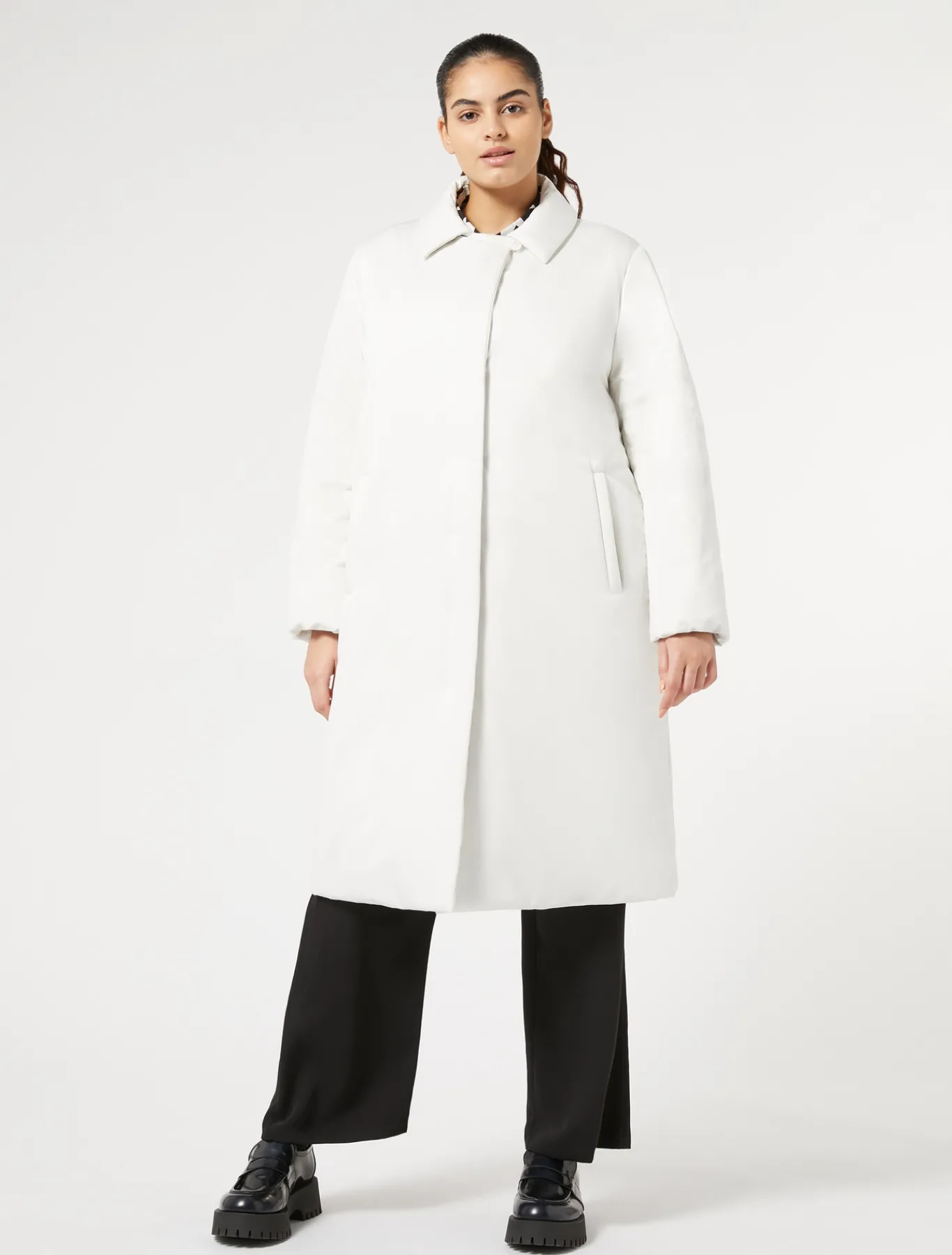 Marina Rinaldi Manteau rembourré en satin imperméable BLANC Fashion