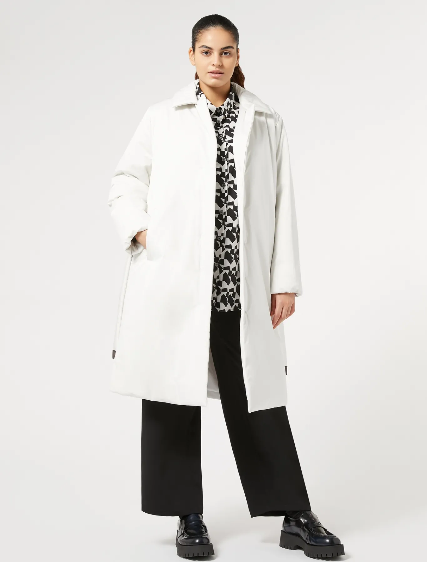 Marina Rinaldi Manteau rembourré en satin imperméable BLANC Fashion