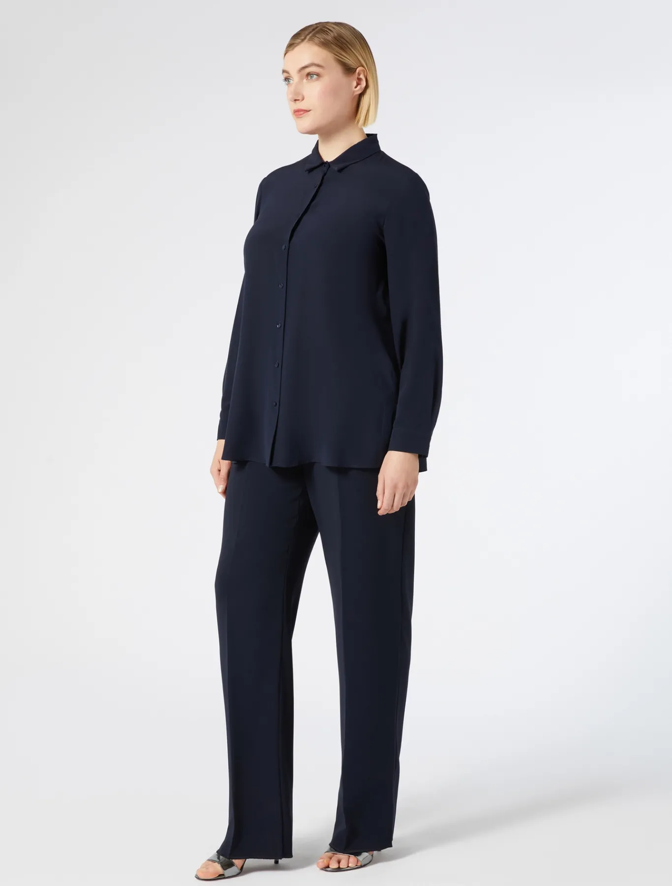 Marina Rinaldi Pantalon cigarette en triacétate BLEUNUIT Online