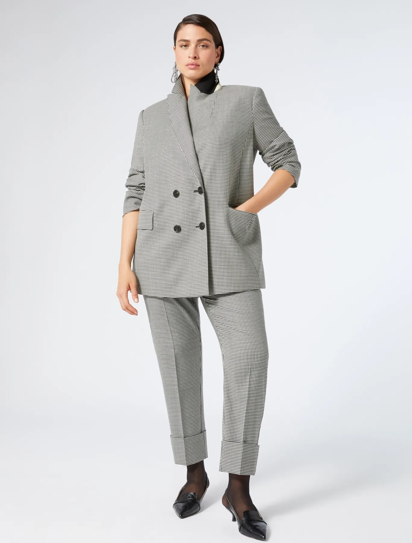 Marina Rinaldi Pantalon en batavia de laine stretch NOIRBLANC New