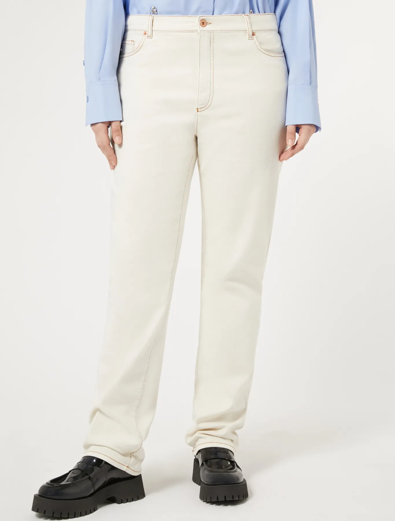 Marina Rinaldi Pantalon en bull de coton IVOIRE Hot