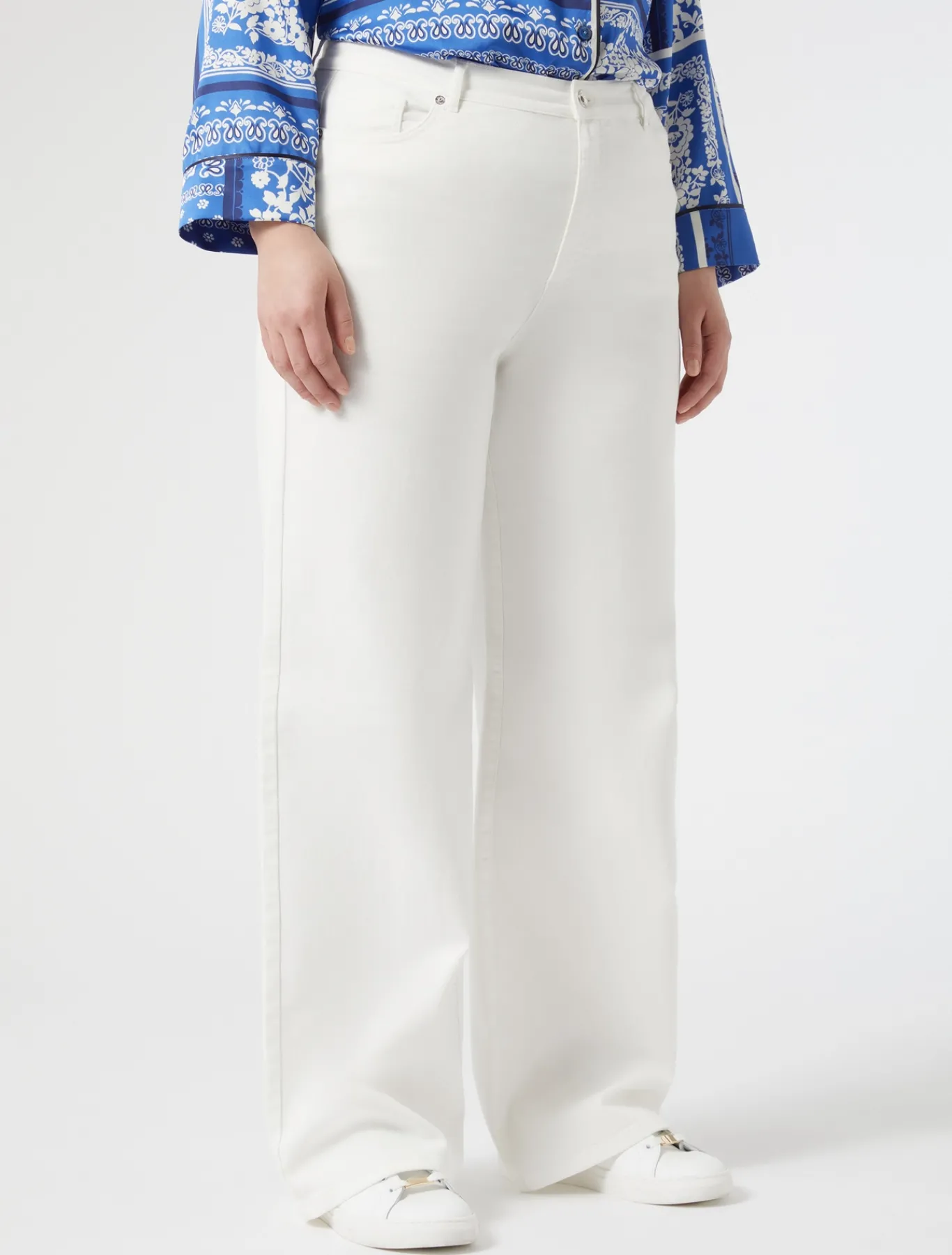 Marina Rinaldi Pantalon en bull de coton IVOIRE Discount