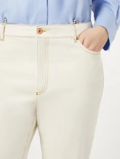 Marina Rinaldi Pantalon en bull de coton IVOIRE Hot
