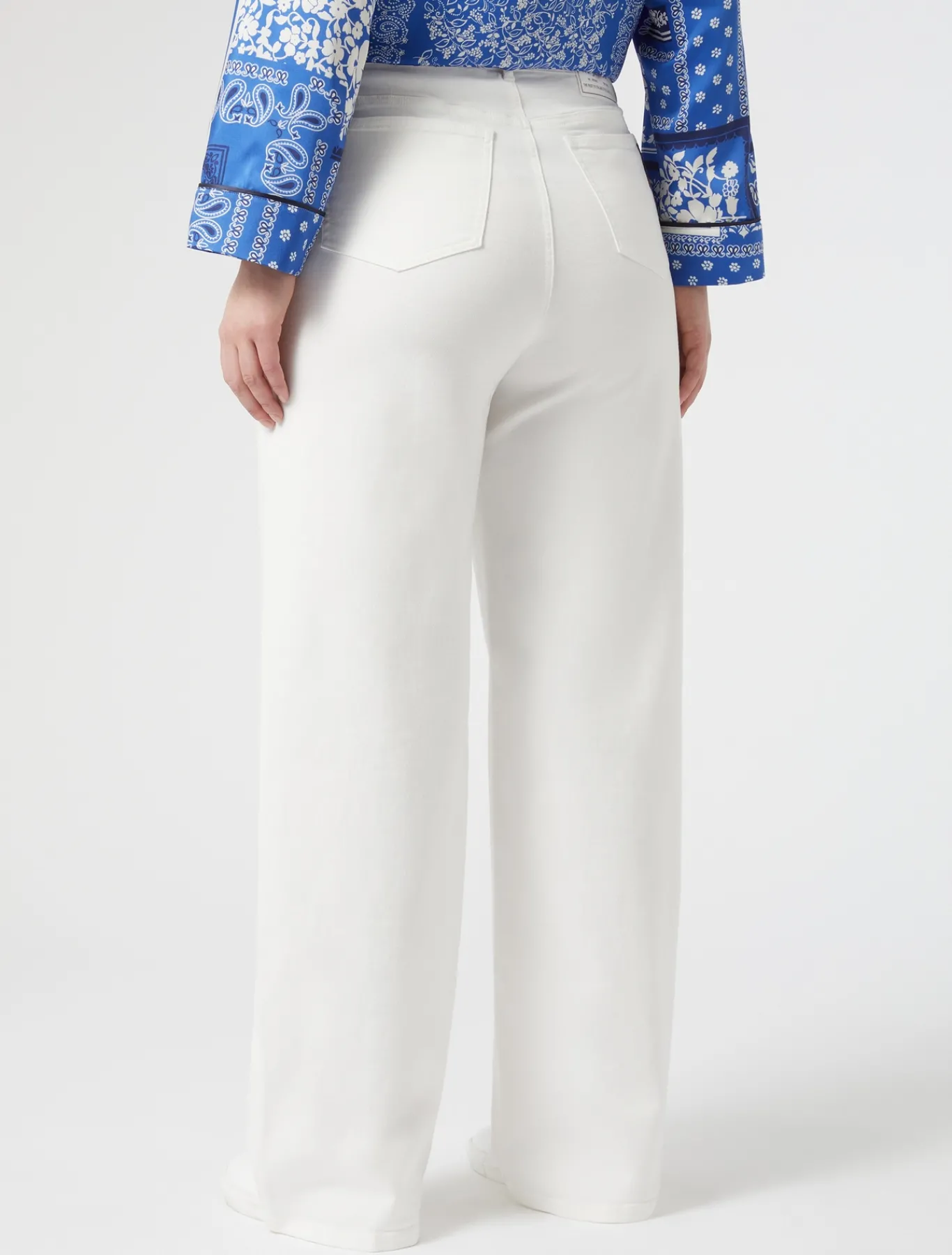 Marina Rinaldi Pantalon en bull de coton IVOIRE Discount