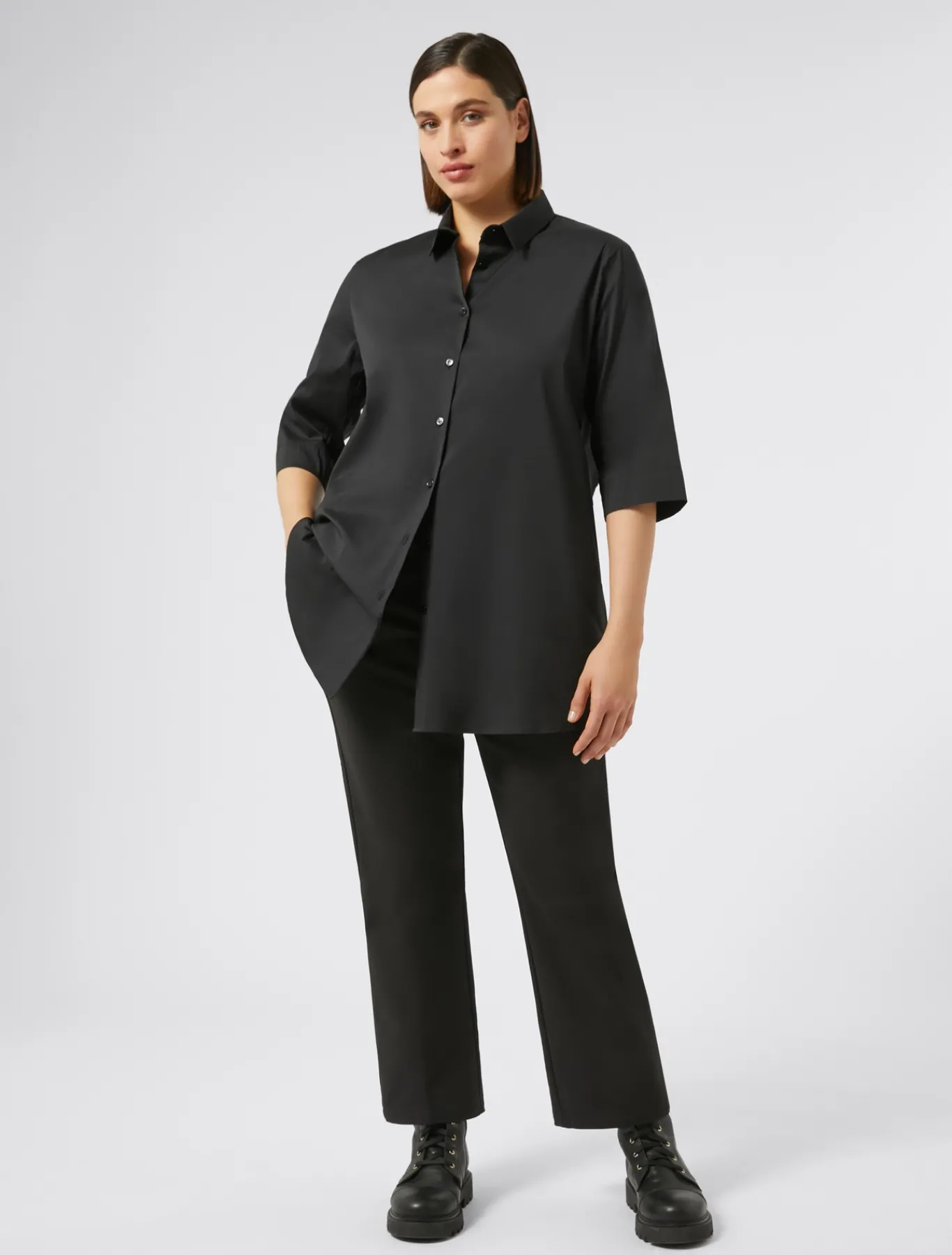 Marina Rinaldi Pantalon en coton mélangé stretch NOIR Sale