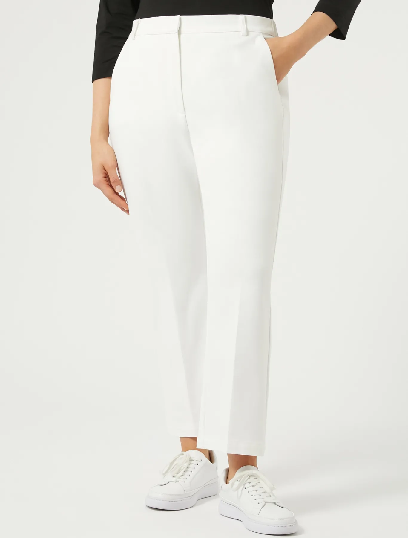 Marina Rinaldi Pantalon en coton mélangé stretch IVOIRE Clearance
