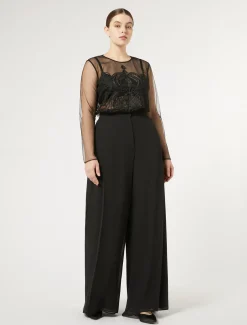 Marina Rinaldi Pantalon en crêpe de georgette NOIR Fashion