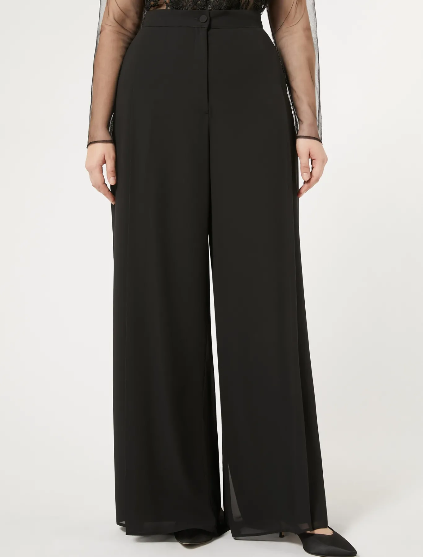 Marina Rinaldi Pantalon en crêpe de georgette NOIR Fashion