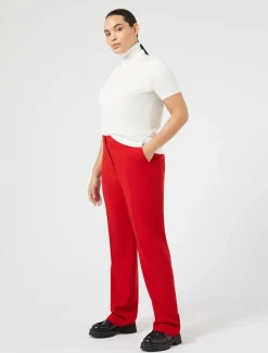 Marina Rinaldi Pantalon en crêpe de satin de laine ROUGE New
