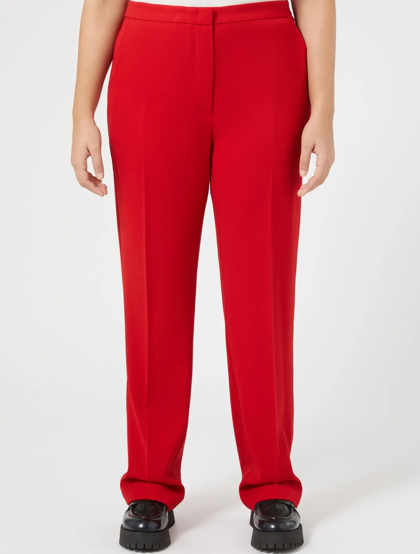 Marina Rinaldi Pantalon en crêpe de satin de laine ROUGE New