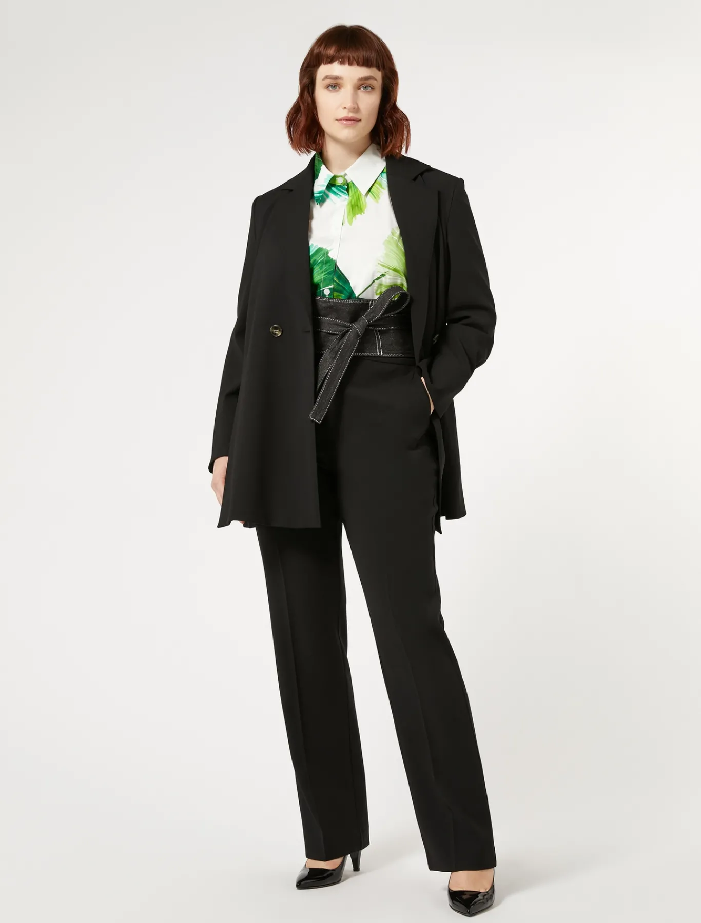 Marina Rinaldi Pantalon en crêpe de satin de laine NOIR Clearance