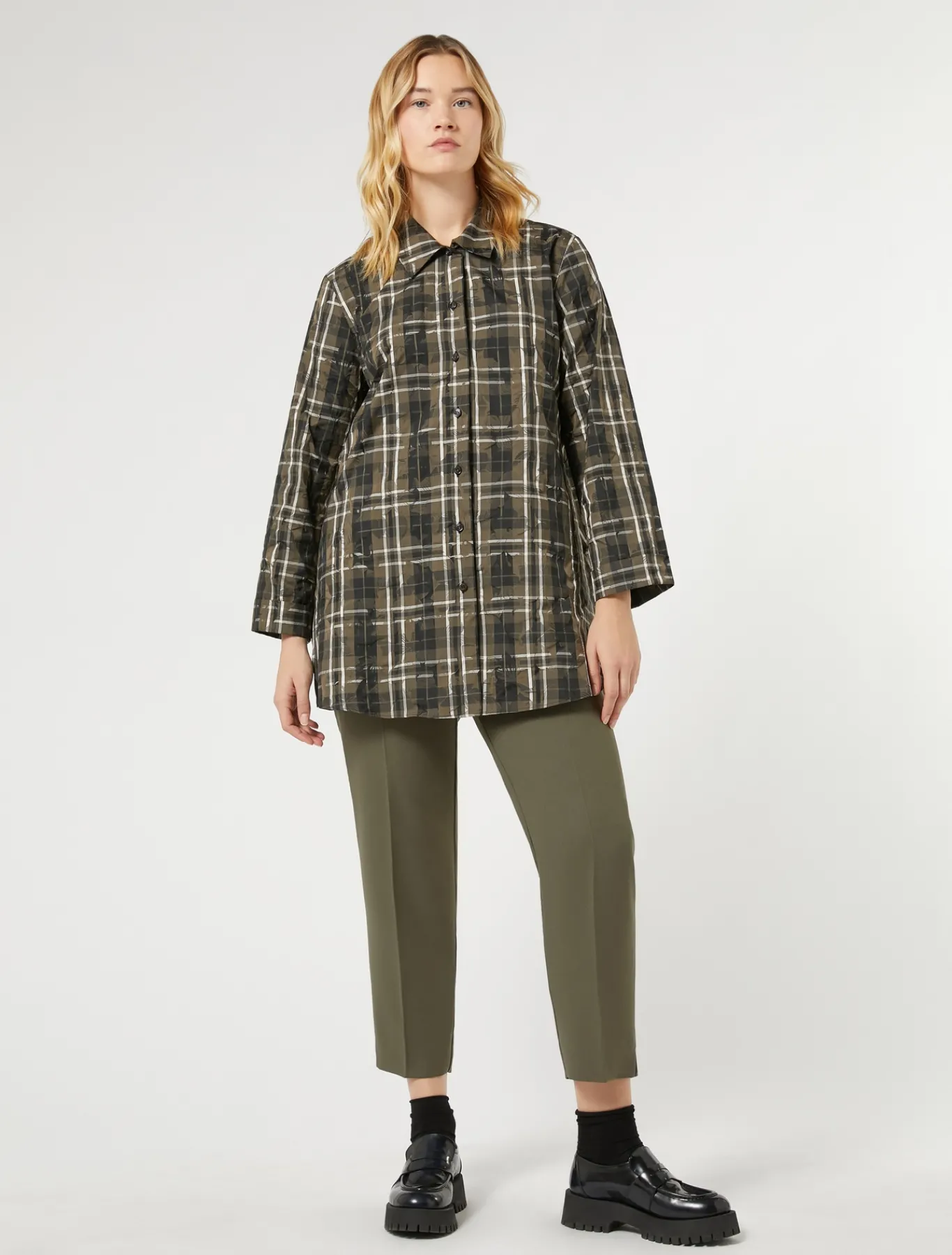 Marina Rinaldi Pantalon en crêpe envers satin KAKI Sale