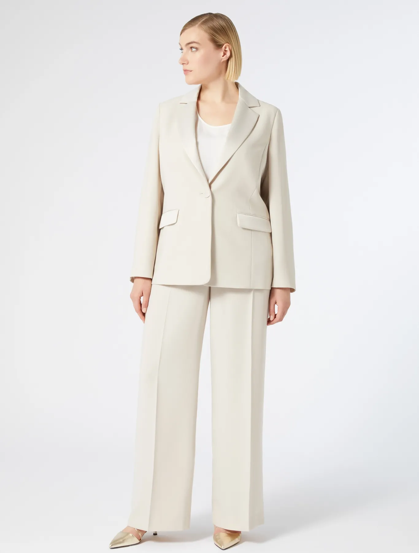 Marina Rinaldi Pantalon en crêpe envers satin BEIGE Fashion