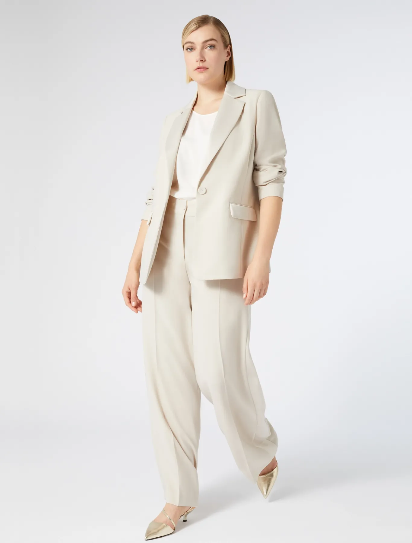 Marina Rinaldi Pantalon en crêpe envers satin BEIGE Fashion