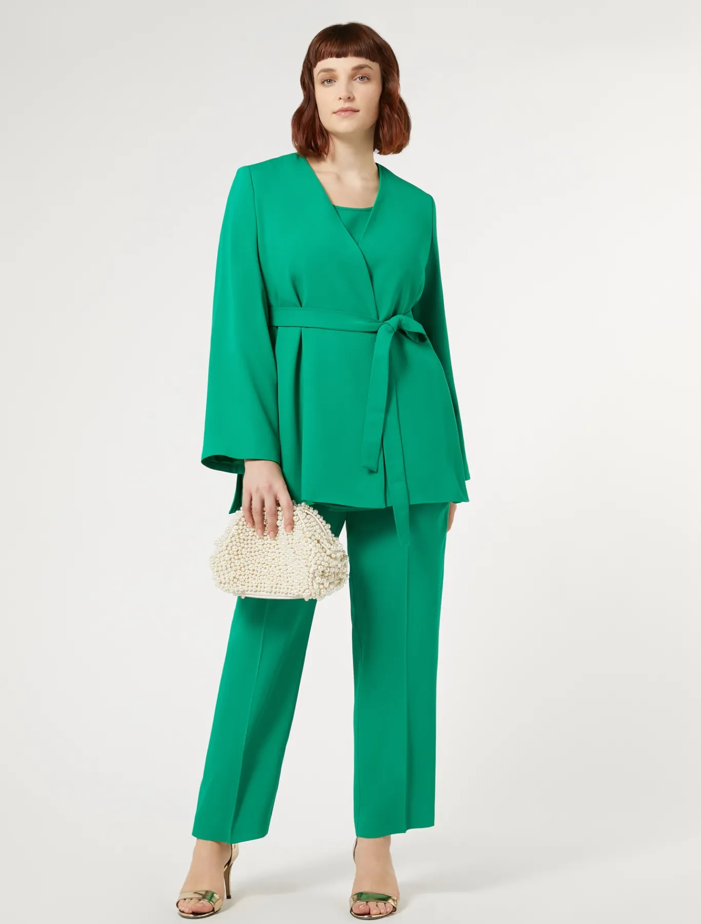 Marina Rinaldi Pantalon en crêpe envers satin VERTECLATANT Sale