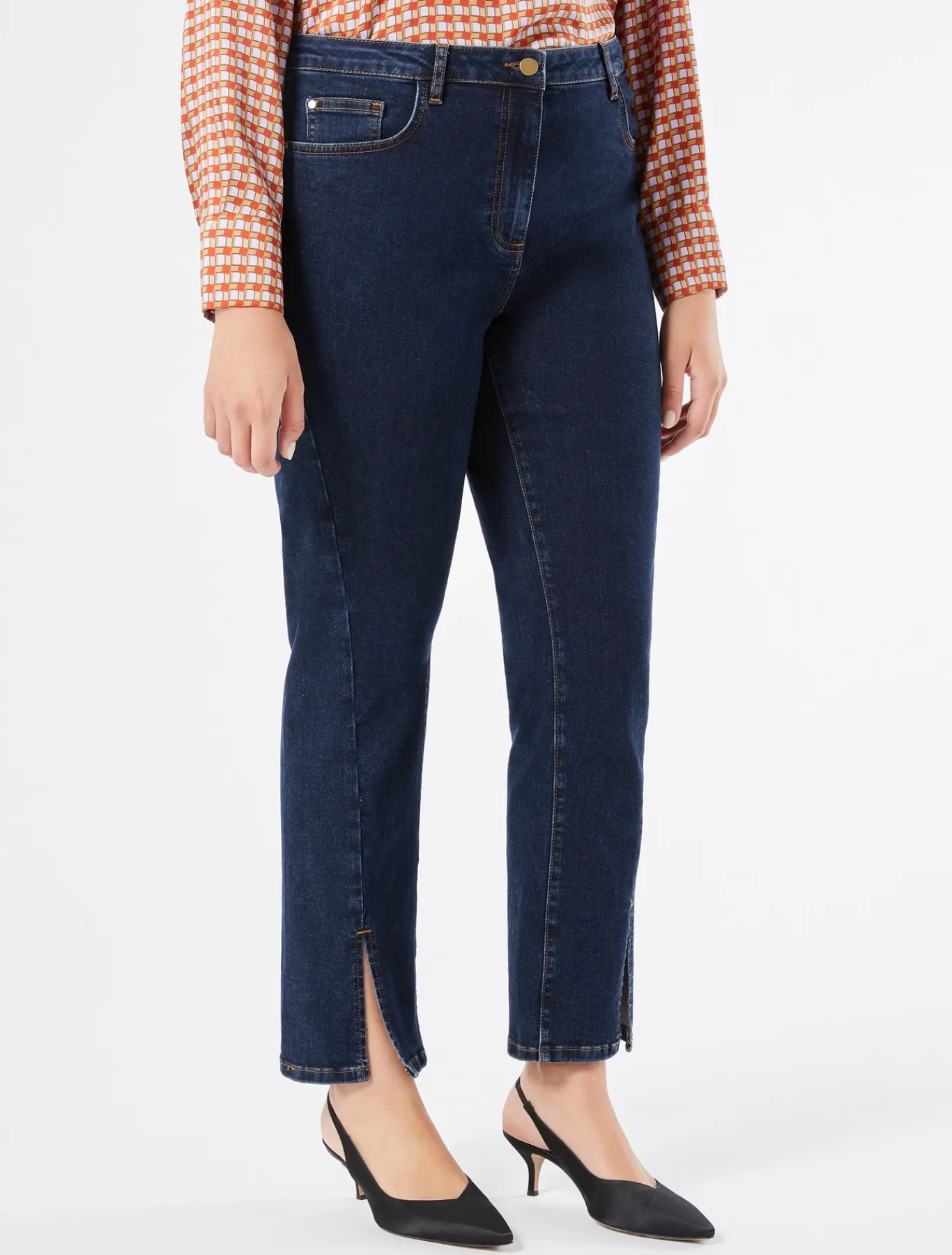Marina Rinaldi Pantalon en denim de coton stretch BLEUNUIT Sale