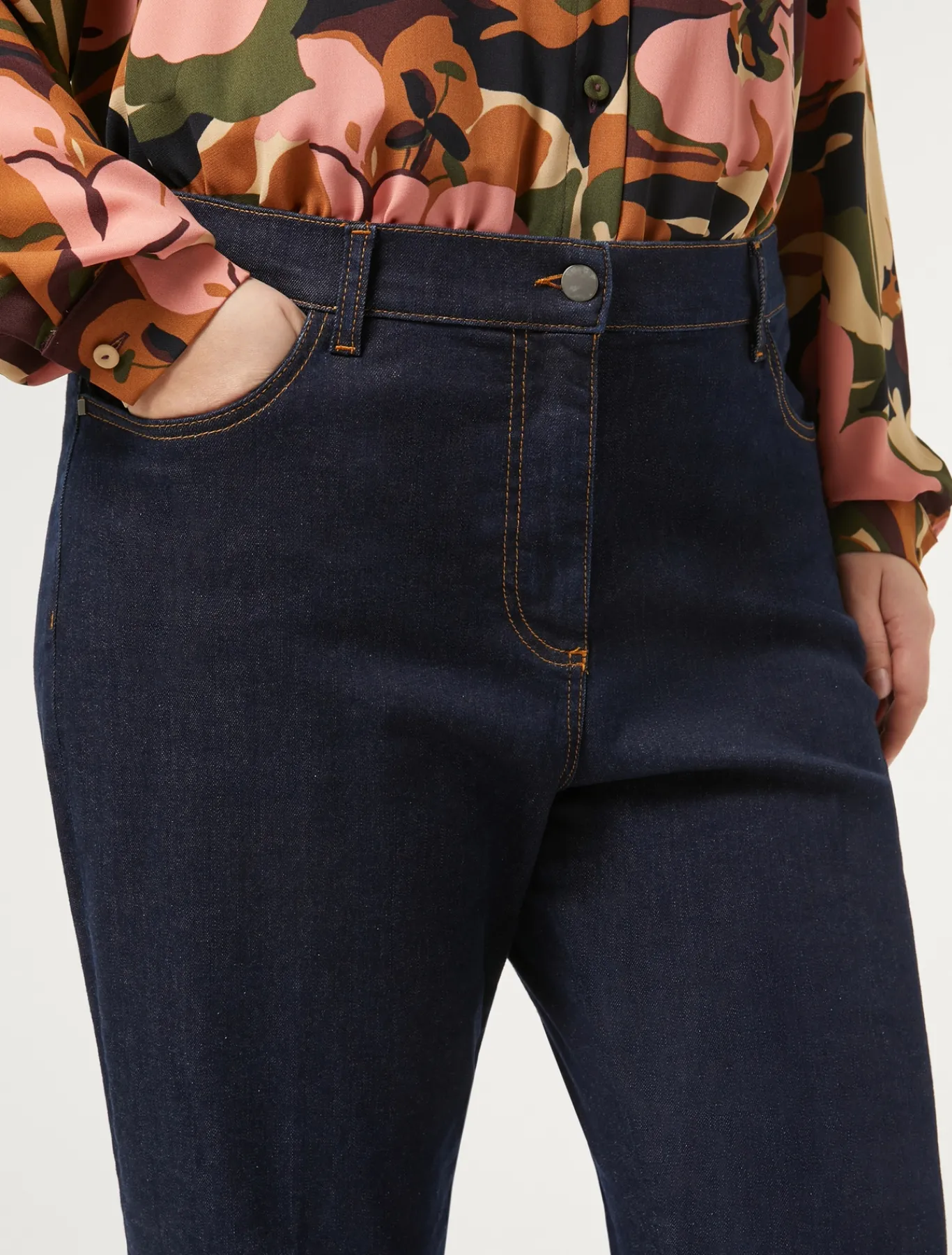 Marina Rinaldi Pantalon en denim de coton BLEUNUIT Online