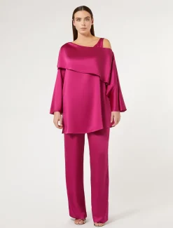 Marina Rinaldi Pantalon en envers satin brillant FRAMBOISE Best