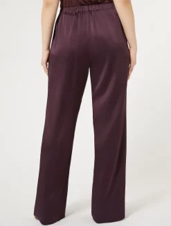 Marina Rinaldi Pantalon en envers satin brillant BORDEAUX Discount