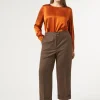 Marina Rinaldi Pantalon en flanelle de laine BRUN Sale