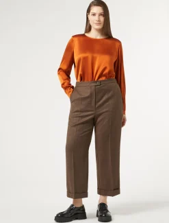 Marina Rinaldi Pantalon en flanelle de laine BRUN Sale