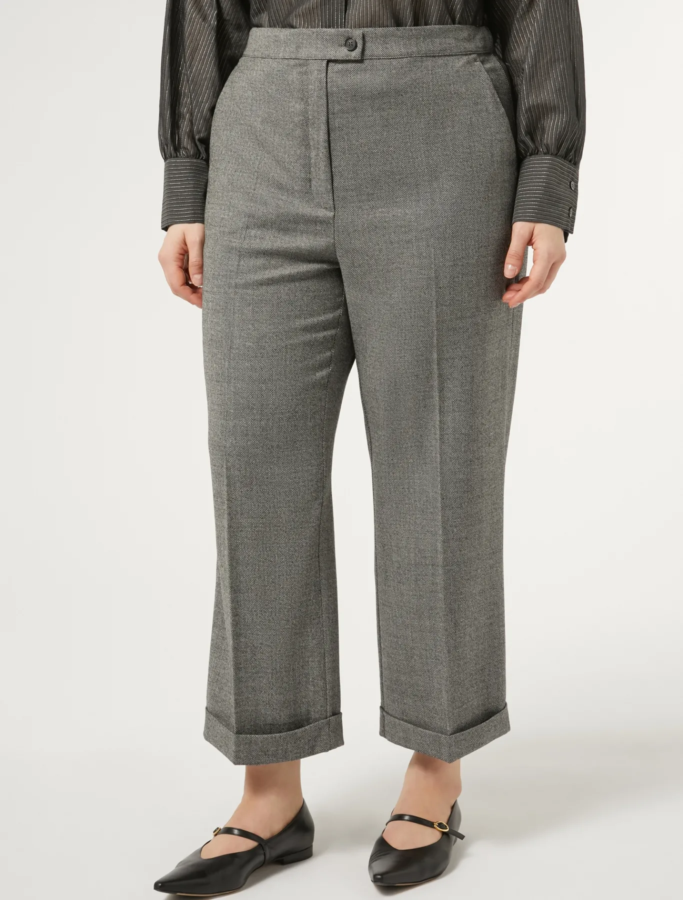 Marina Rinaldi Pantalon en flanelle de laine GRISFONCE Outlet