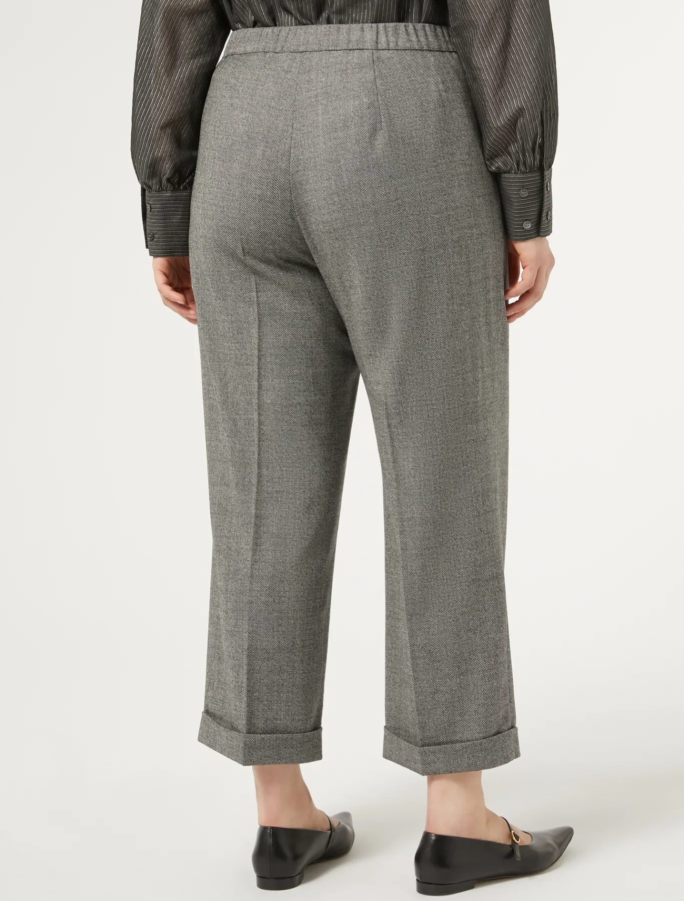 Marina Rinaldi Pantalon en flanelle de laine GRISFONCE Outlet