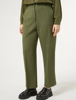 Marina Rinaldi Pantalon en gabardine de laine VERT Clearance