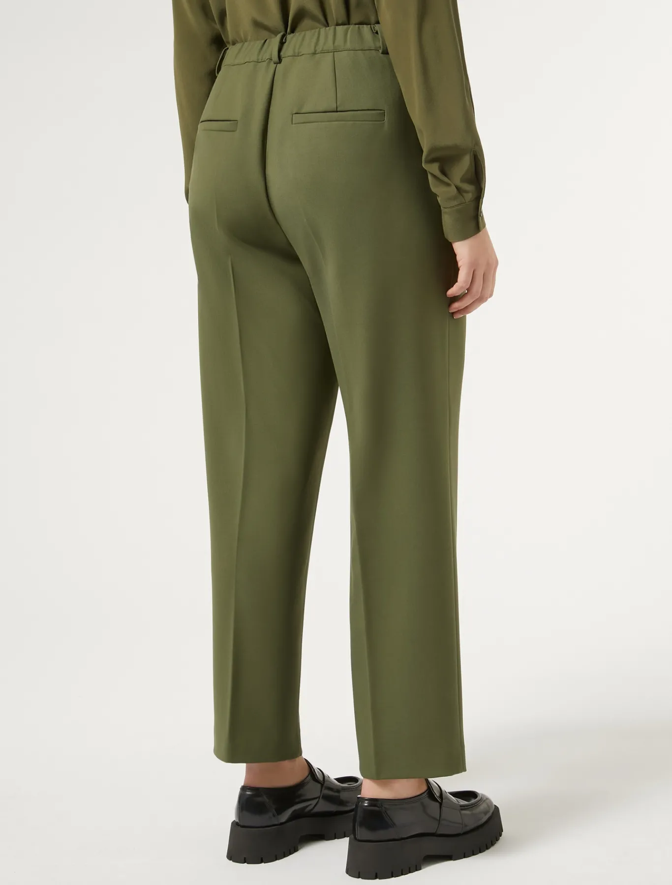 Marina Rinaldi Pantalon en gabardine de laine VERT Clearance