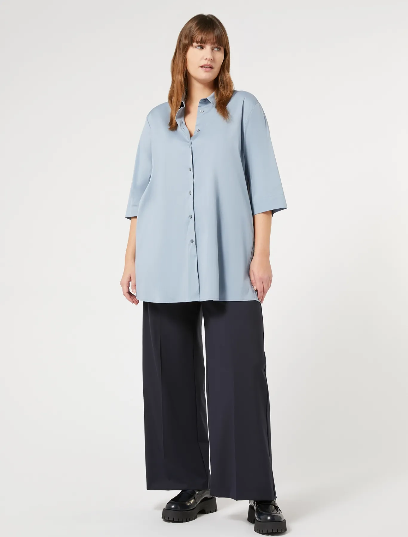 Marina Rinaldi Pantalon en gabardine fluide BLEUNUIT Fashion