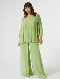 Marina Rinaldi Pantalon en georgette VERTOLIVE Outlet