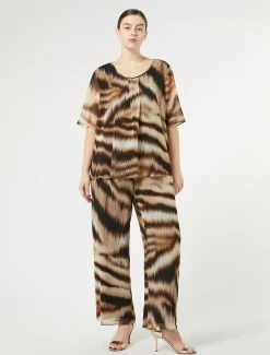 Marina Rinaldi Pantalon en georgette NOIR Online