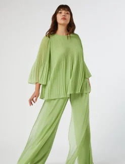 Marina Rinaldi Pantalon en georgette VERTOLIVE Outlet