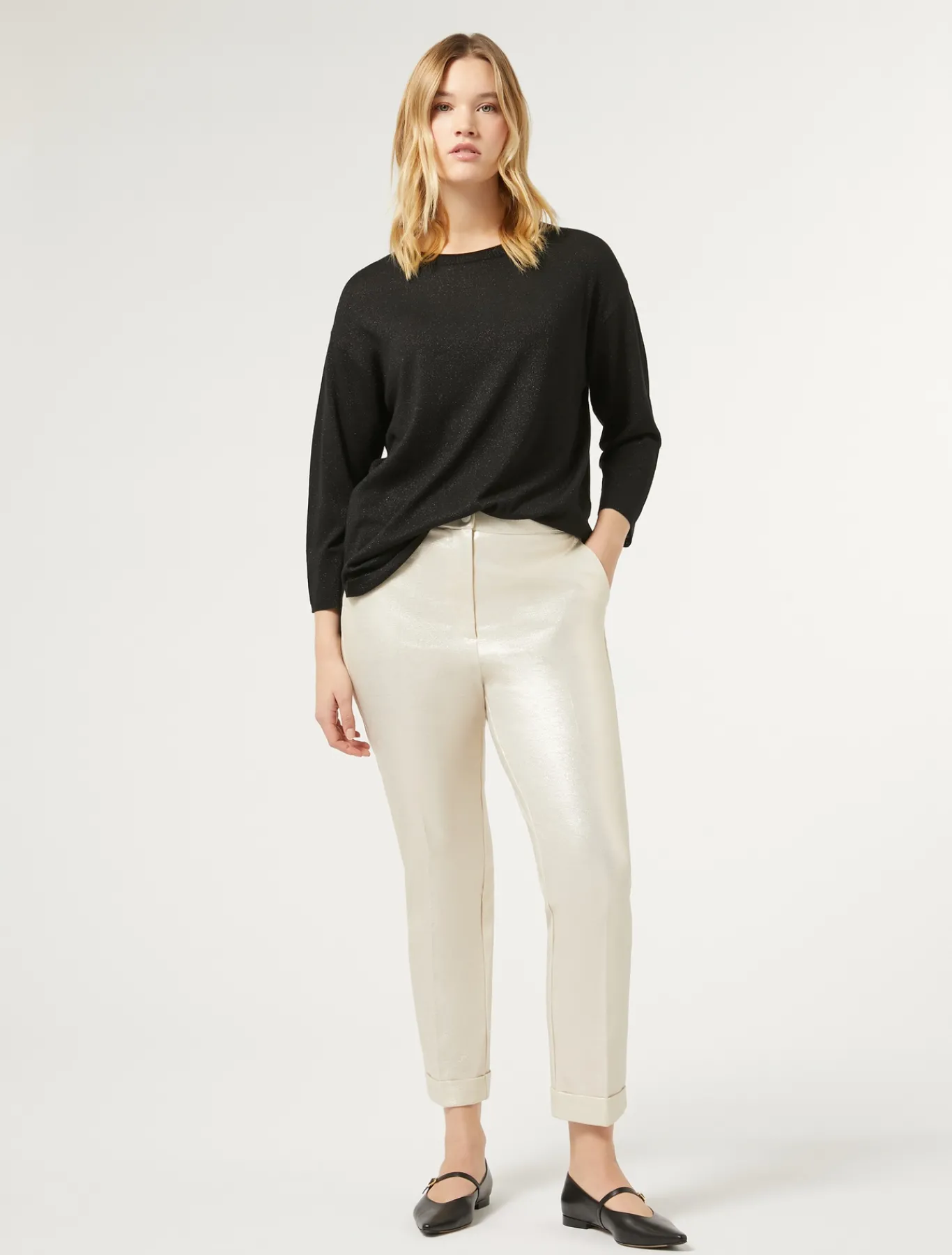 Marina Rinaldi Pantalon en jersey lamé IVOIRE New