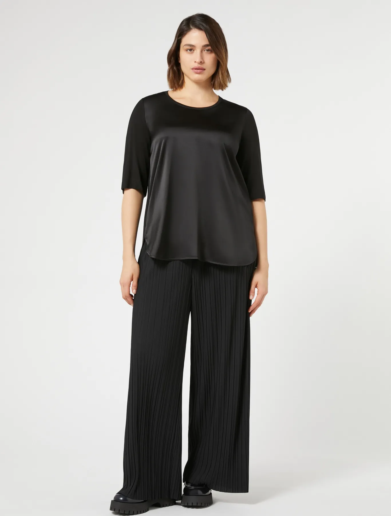 Marina Rinaldi Pantalon en jersey plissé NOIR Fashion