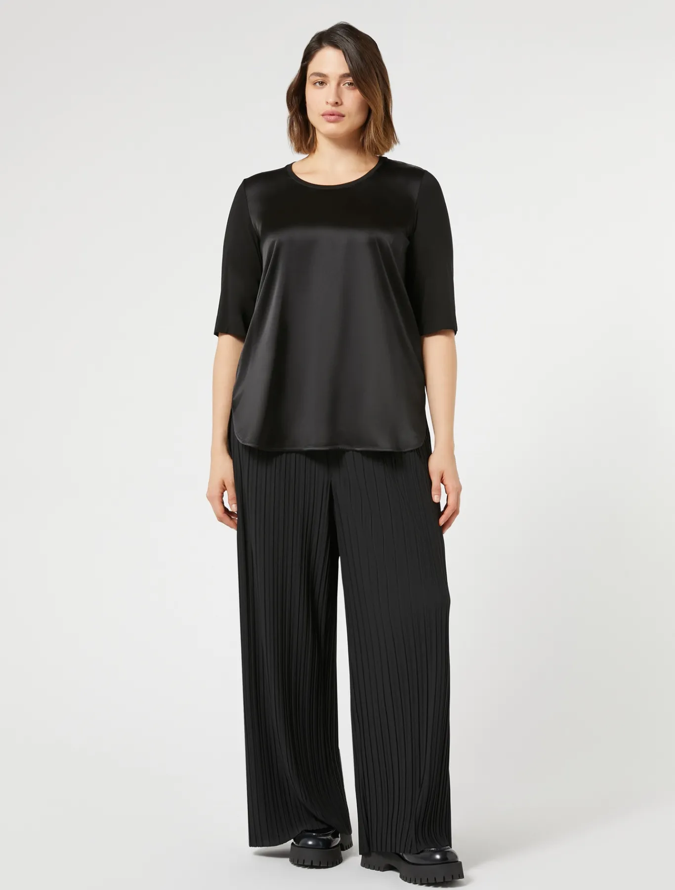 Marina Rinaldi Pantalon en jersey plissé NOIR Fashion