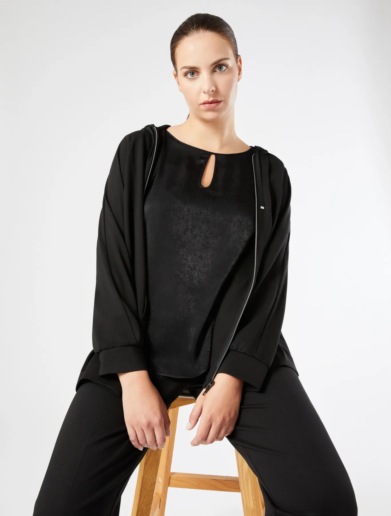 Marina Rinaldi Pantalon en jersey point Milano NOIR Fashion