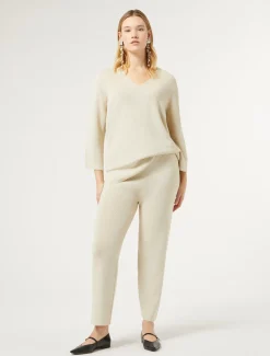 Marina Rinaldi Pantalon en laine et lurex IVOIRE New