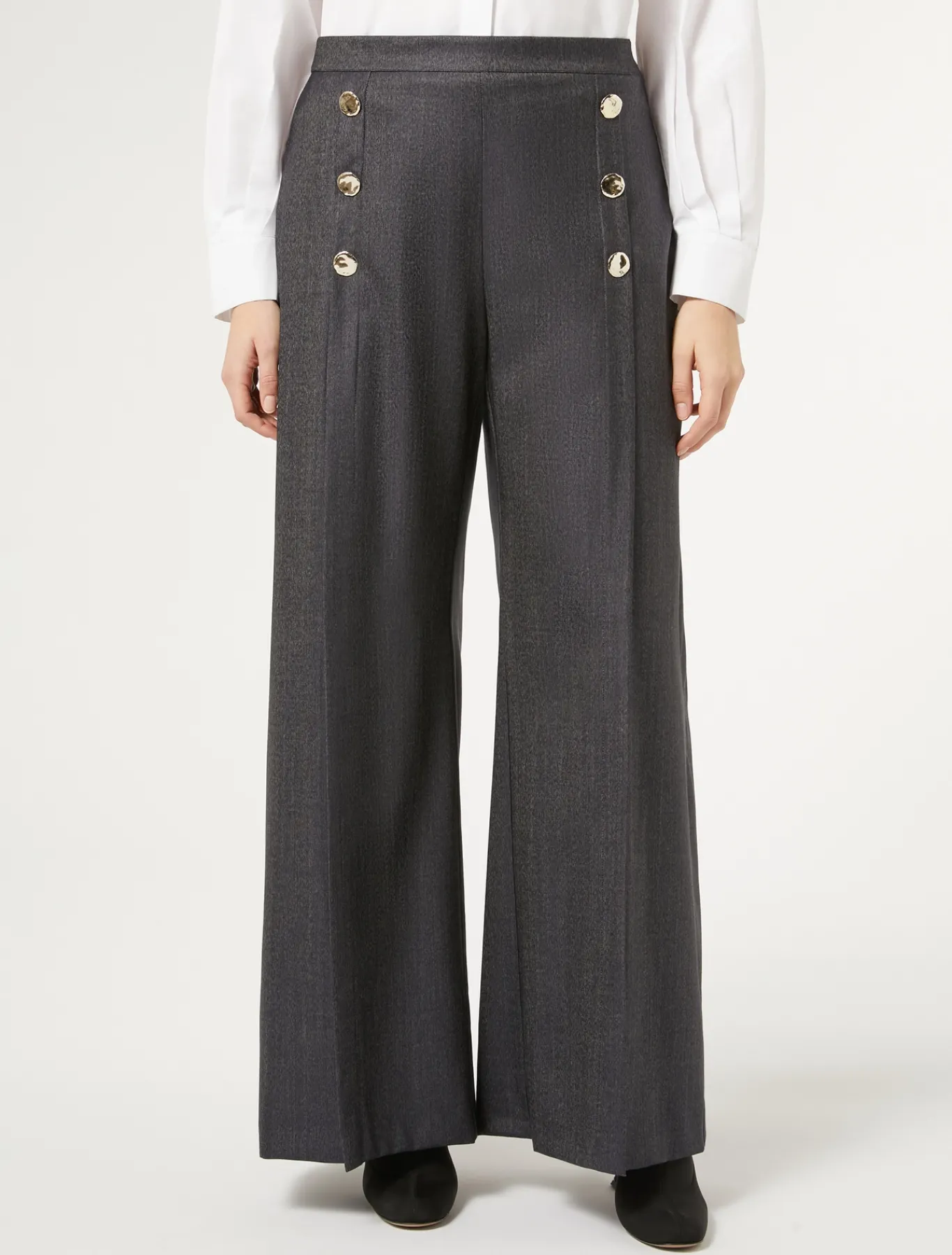 Marina Rinaldi Pantalon en laine et soie BLEUJEANS Discount