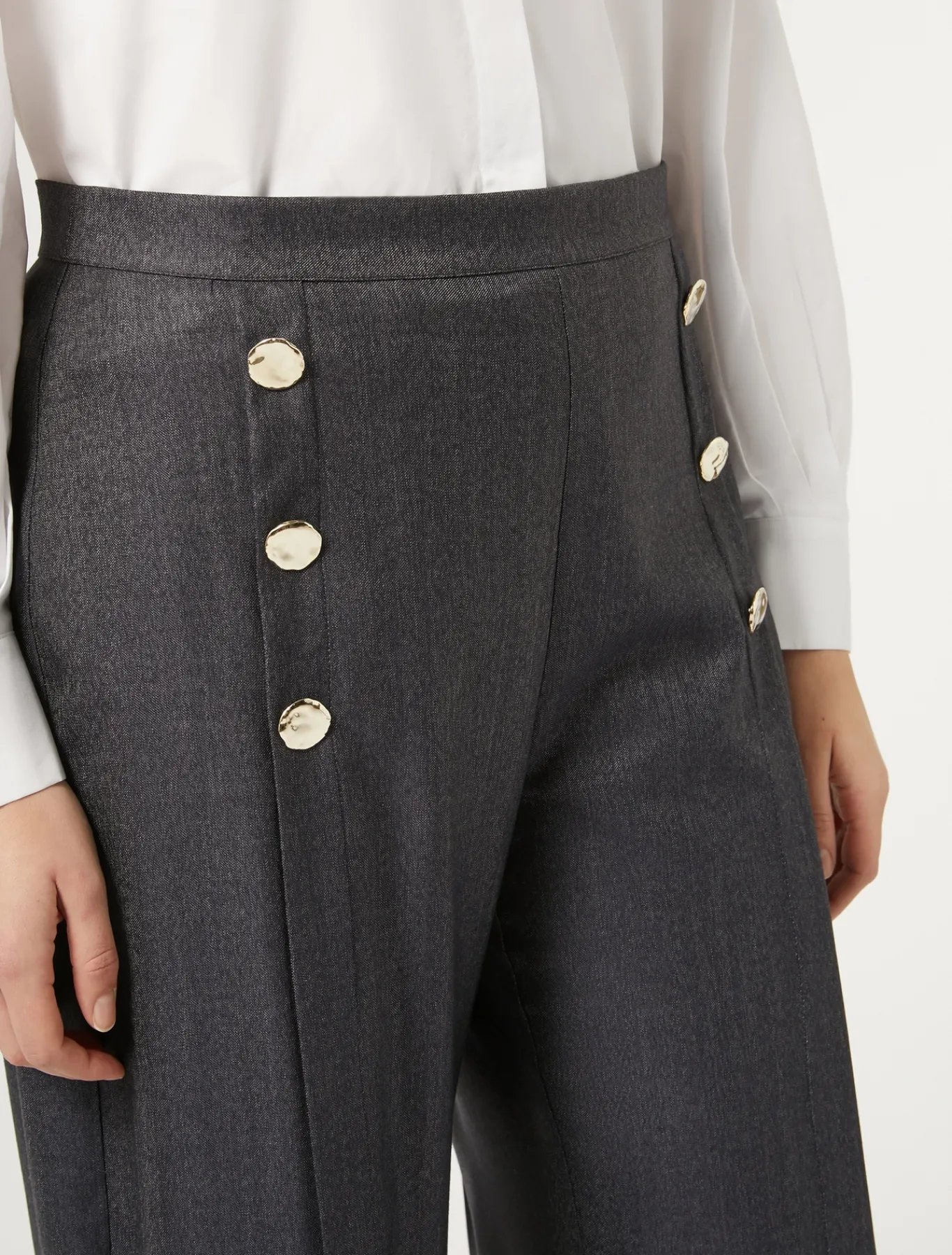 Marina Rinaldi Pantalon en laine et soie BLEUJEANS Discount