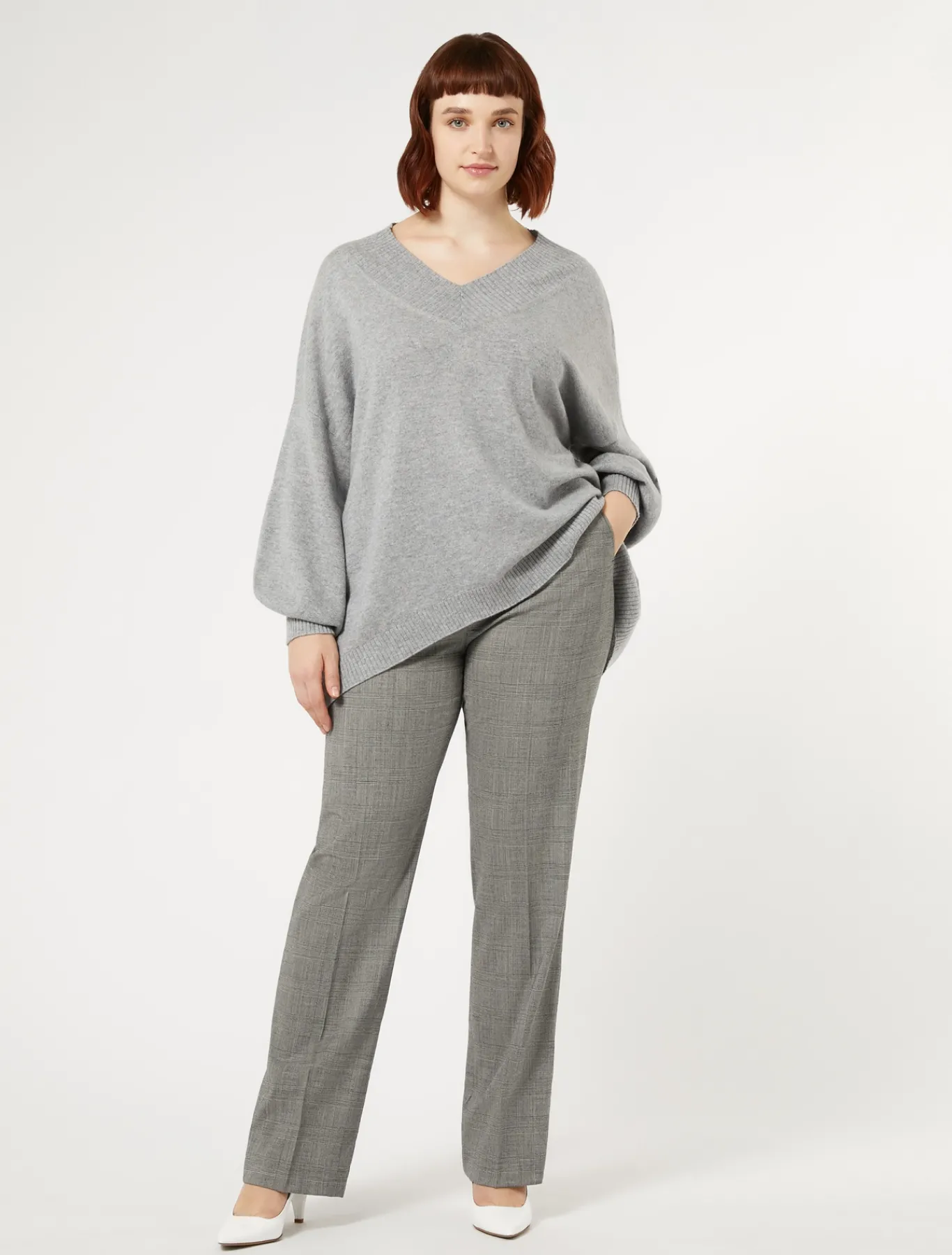 Marina Rinaldi Pantalon en laine foulée NOIRBLANC New