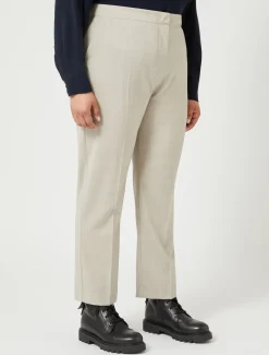 Marina Rinaldi Pantalon en popeline de pure laine BEIGE Clearance
