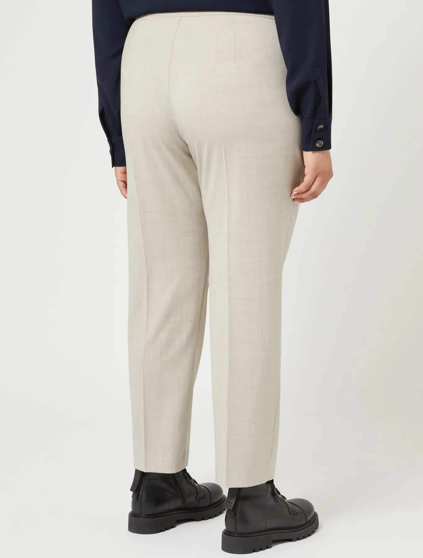 Marina Rinaldi Pantalon en popeline de pure laine BEIGE Clearance