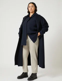 Marina Rinaldi Pantalon en popeline de pure laine BEIGE Clearance